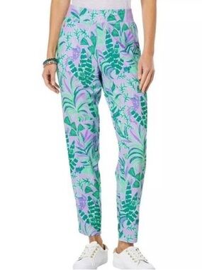 NWT Lilly Pulitzer Luxletic Run Around Pants Medium Purple Iris On the Chase